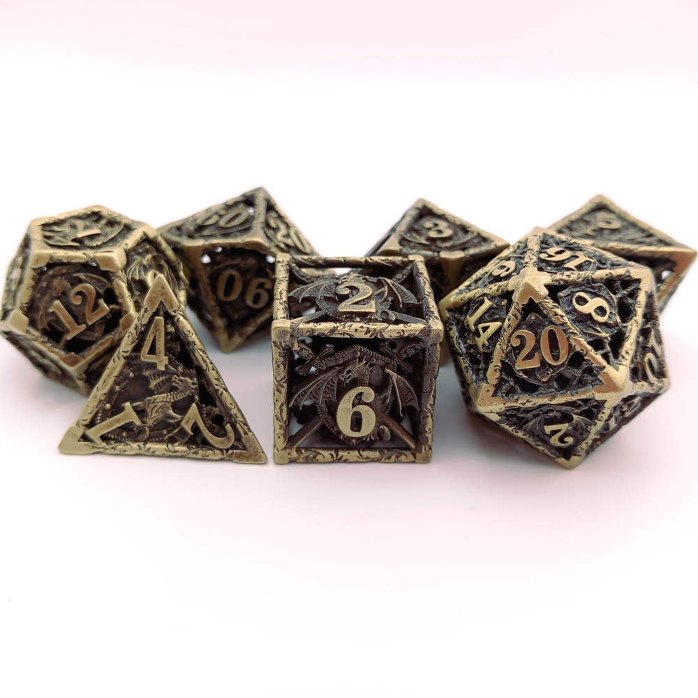 Brass Draconic Guardian Dice Set