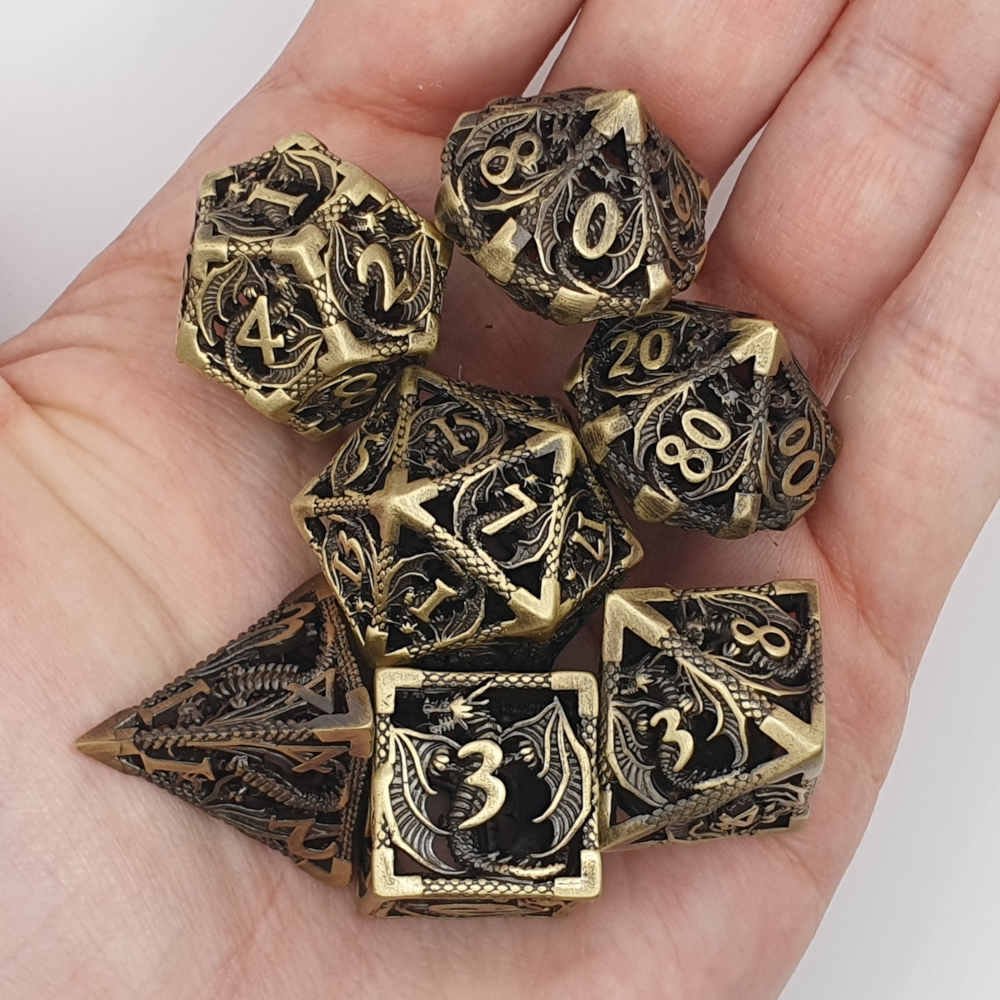 Hollow Brass Dragon Dice Set