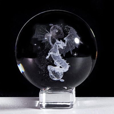 Engraved Gothic Dragon 3D Crystal Ball