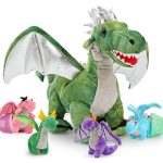Silver and Green Dragon Teddy with Babies
