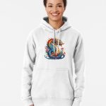 Gold and Blue Flower Dragon Pullover Hoodie