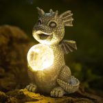 Cute Dragon Statue with Solar Powered LED Light Globe